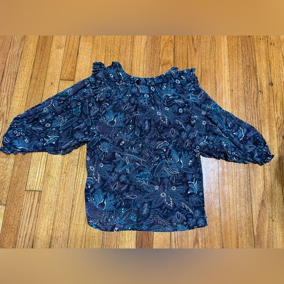 Anthropologie Top Haida Floral Peasant Top floral sheer blouse size Small - Picture 9 of 10
